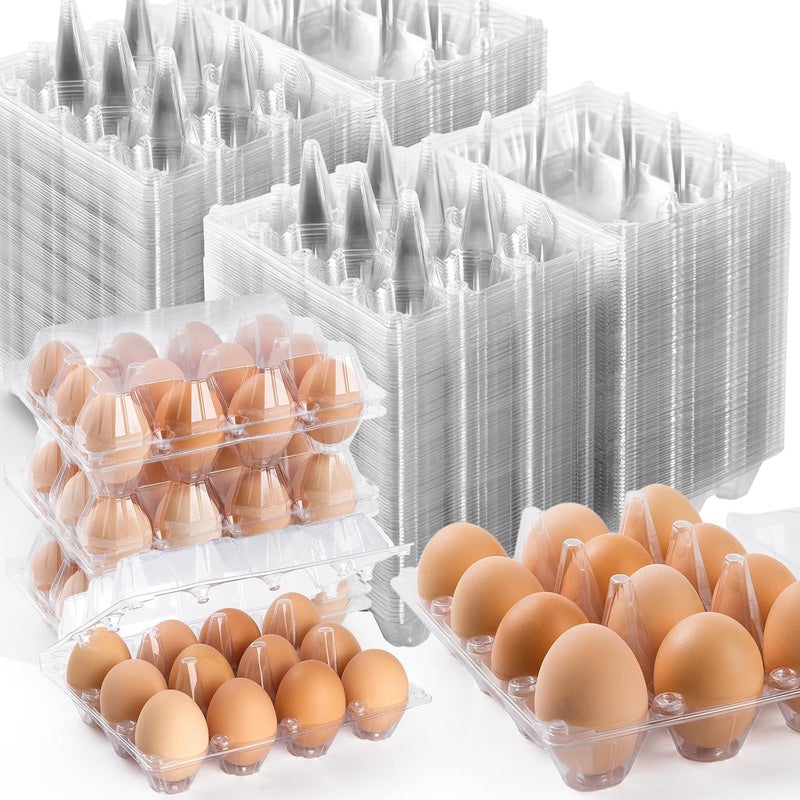 APOCHON 120 Pack Egg Cartons 12 Count, Plastic Egg Cartons Cheap Bulk for Fresh Eggs, Reusable Egg Holder Egg Trays for Home and Farmer's Markets Display, Medium Egg Containers for Refrigerator - Image 1